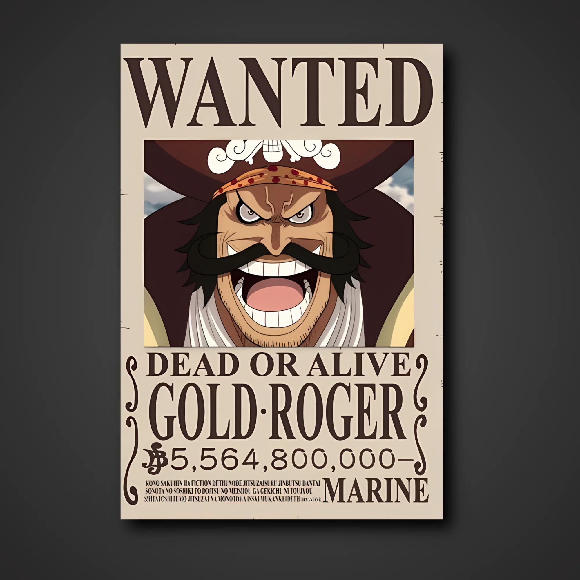 Gol D. Roger 5.56 Billion Berry Bounty Poster - A3 & A4 One Piece Pirate King Wall Art