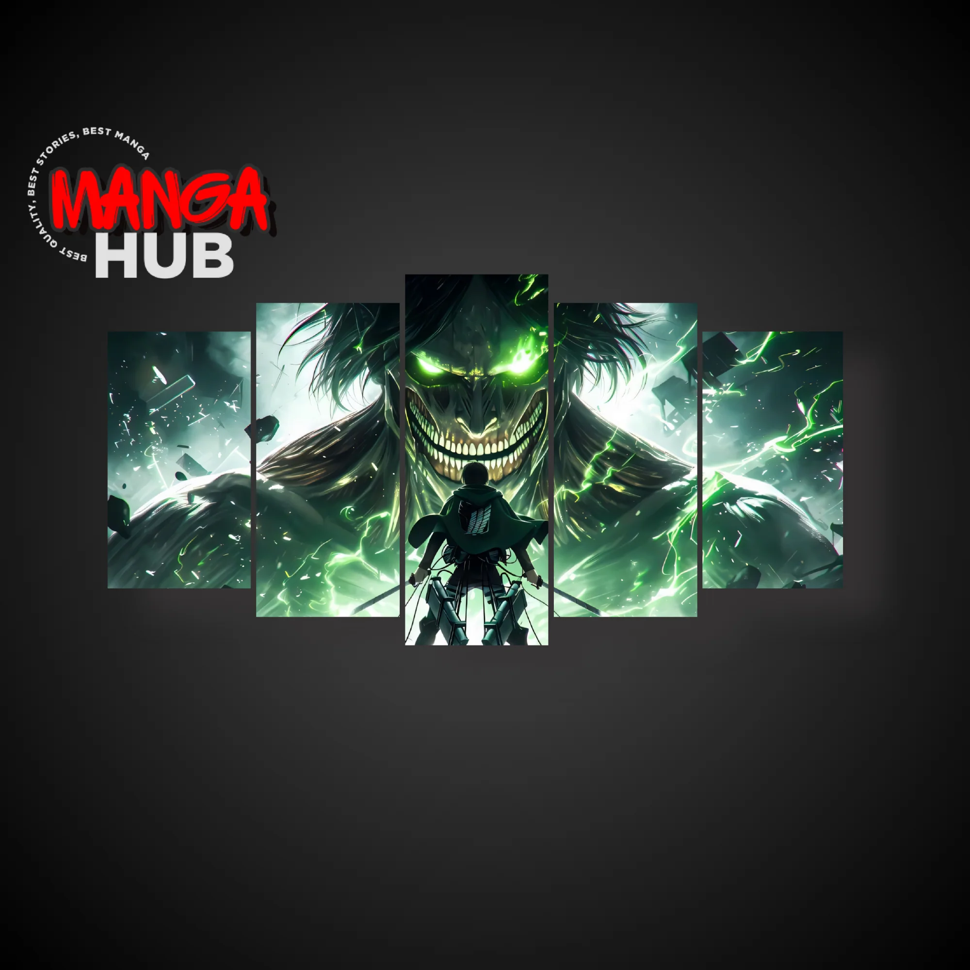 Attack On Titan Eren vs Levi Wall Art | 5-Panel Wall Art